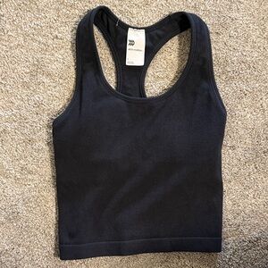 all in motion Black Ribbed Racerback Crop Tank